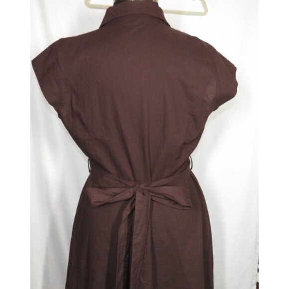 City Chic Women's Brown Linen Blend Button Front Belted Dress Plus Size 18 - Picture 9 of 12